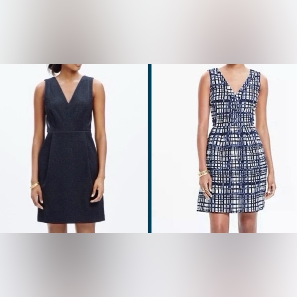 Madewell sz 0 bundle/TWO Leather Inset Dress & Navy Midnight Plaid Brushstroke